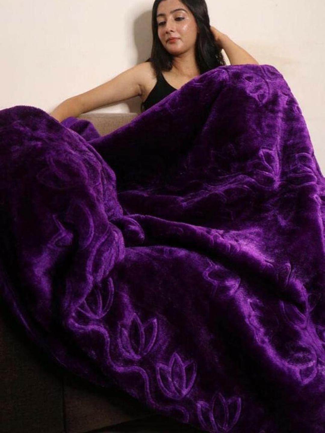 Doristyle Lavender 300 GSM SOLID MINK Single Bed Blanket-picture-11