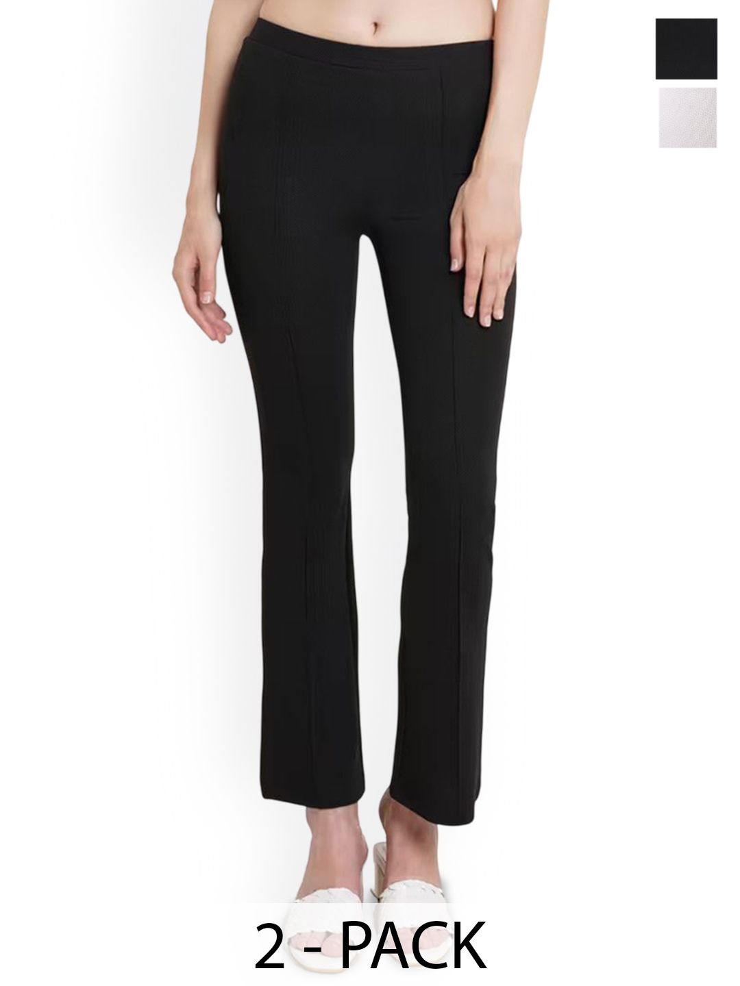 SRISARAS Women Pack of 2 Regular Fit Mid-Rise Trousers-picture-16