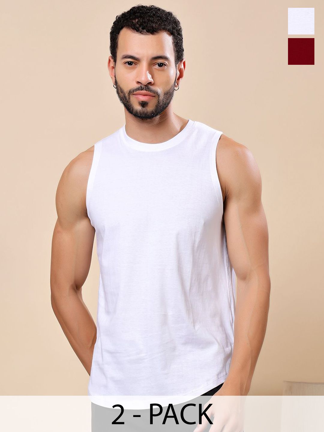 Friskers Pack Of 2 Pure Cotton Round Neck Gym Vests 200725AE-02-14-picture-56