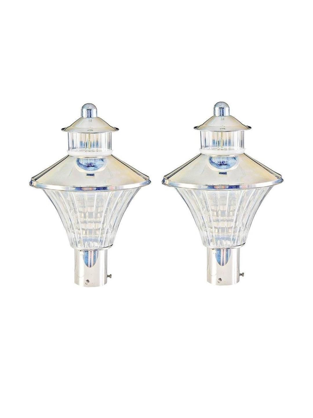 SOMIL Pack Of 2 Silver & White Textured Waterproof Outdoor Lamps-image-23