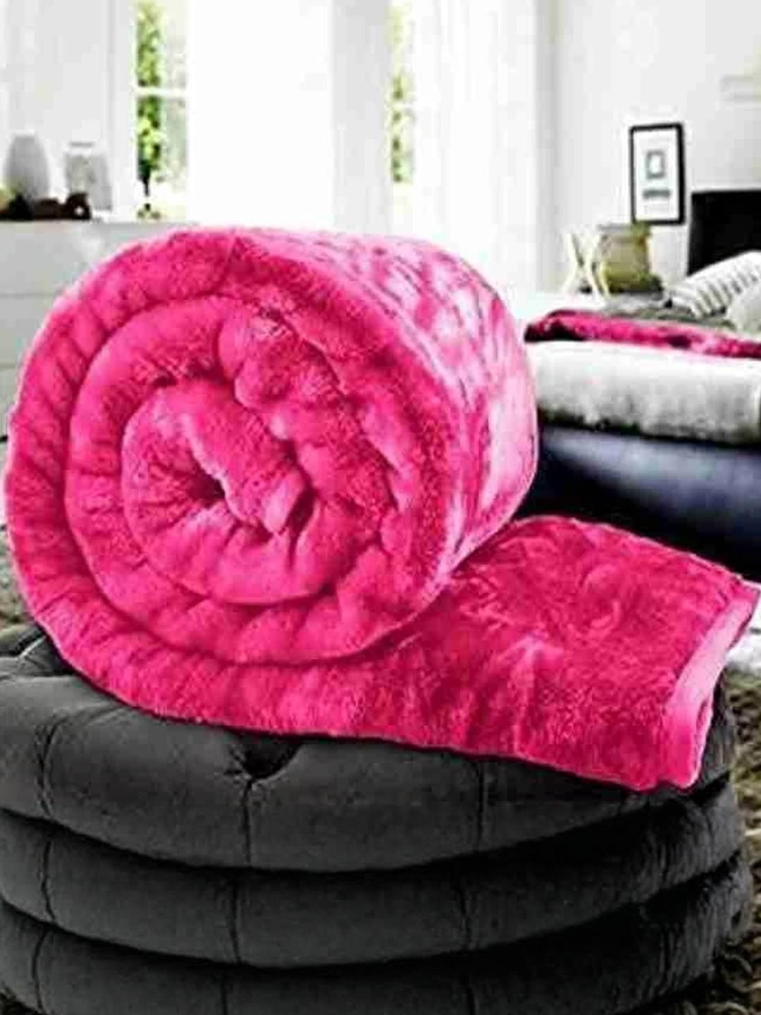 Doristyle Pink 300 GSM SOLID MINK Single Bed Blanket-picture-26