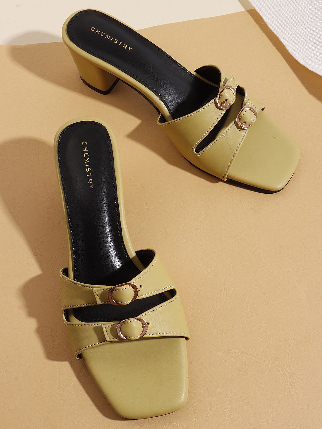 Chemistry Women Square Toe Block Heels Sandals With Buckles-picture-20