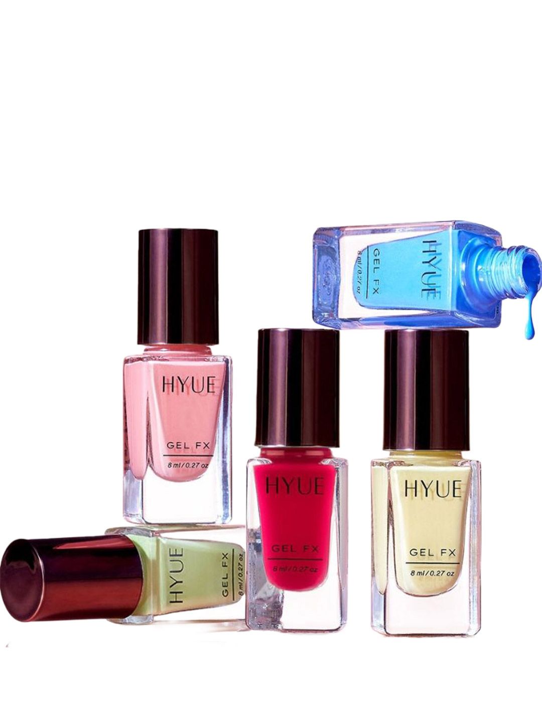 HYUE Set Of 5 Gel Fx Nail Paint- 8 ml Each- Canary Butter- Limoncello- Cerise- Cobalt-image-28