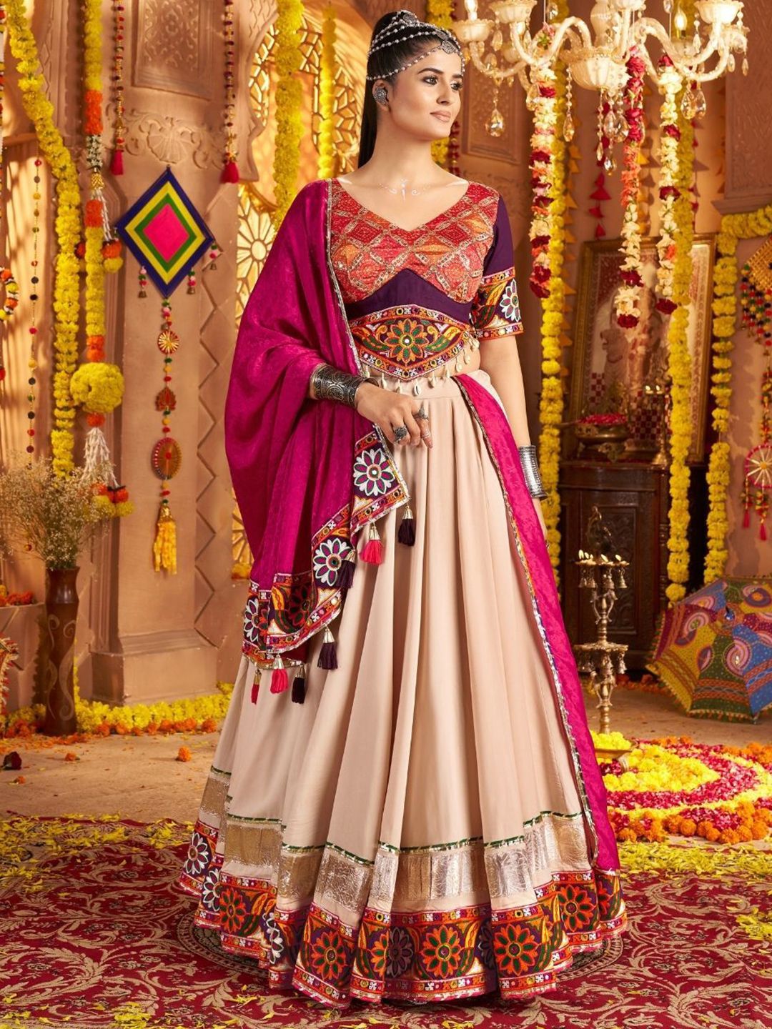 ODETTE Embroidered Sequinned Ready to Wear Lehenga & Blouse With Dupatta-picture-14