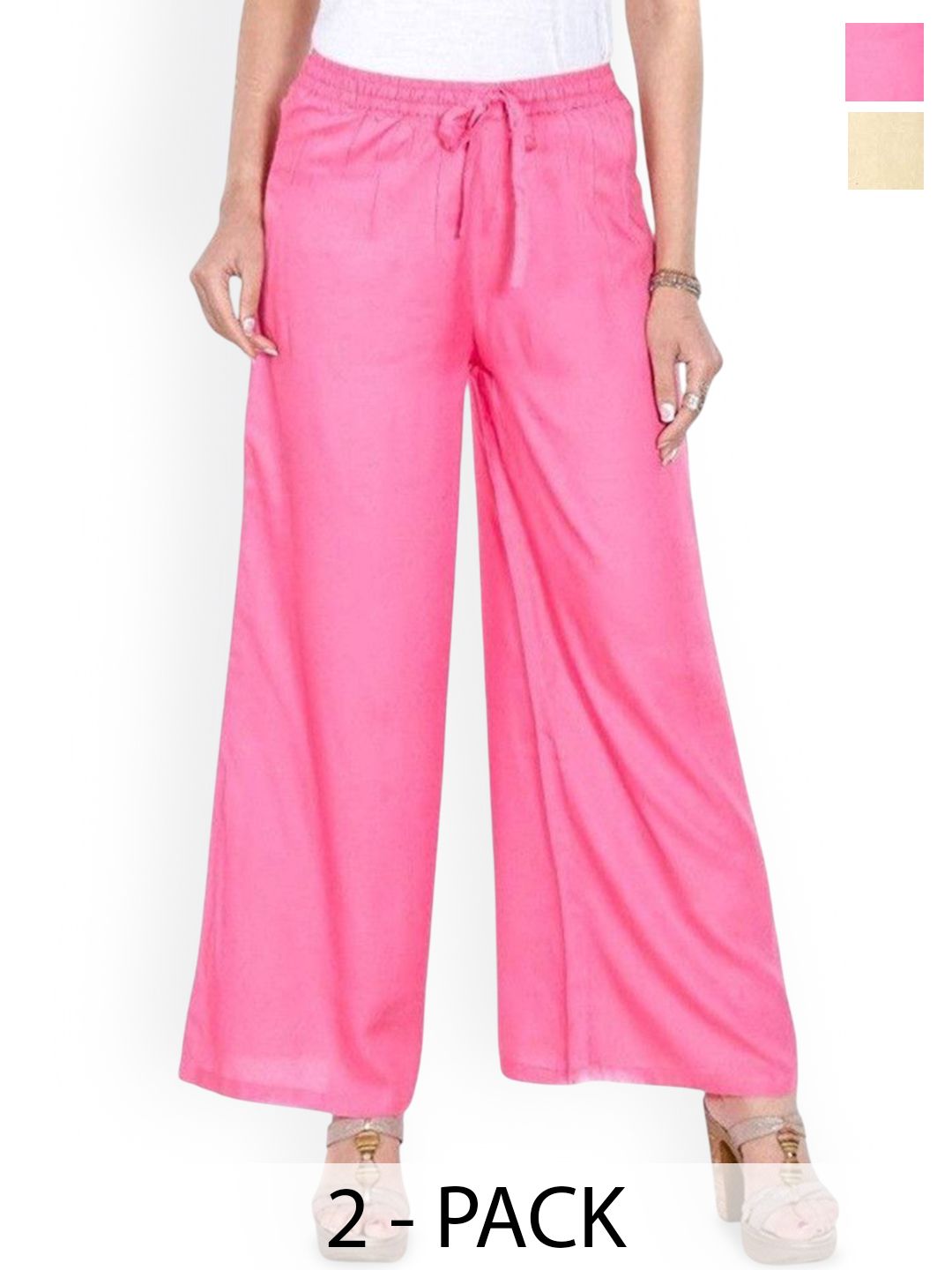 SRISARAS Women Pack of 2 Regular Fit Mid-Rise Trousers-picture-13