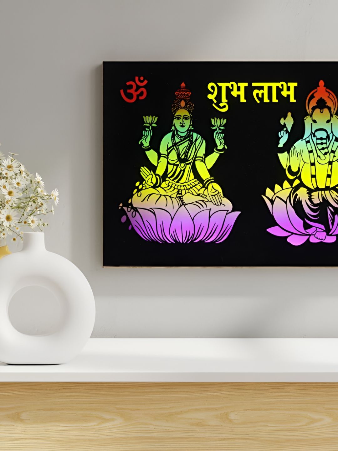 SHRI KHATU SHYAM CREATION Black & Yellow Religious Wooden Wall Art-picture-24