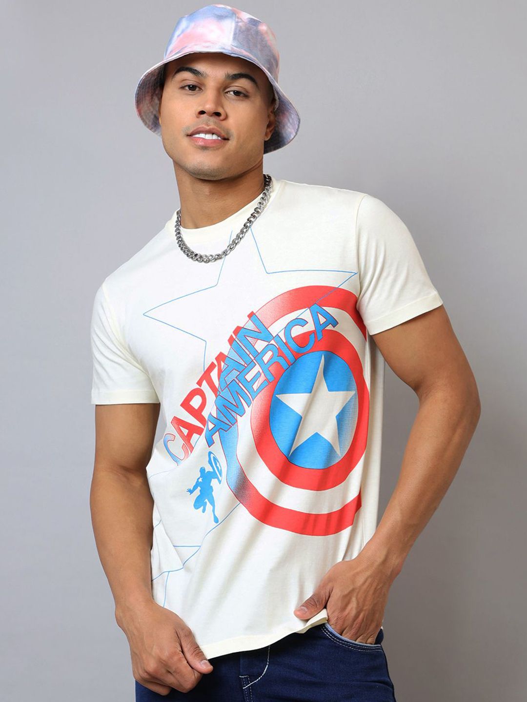 Free Authority Men Captain America Graphic Printed Round Neck Pure Cotton T-shirt-picture-24