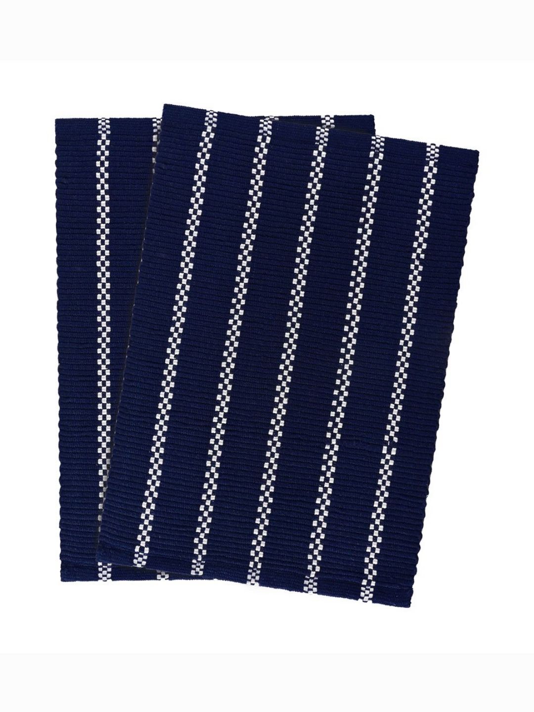Aura 2-Pcs Blue Striped Anti-Skid Rectangle Doormats