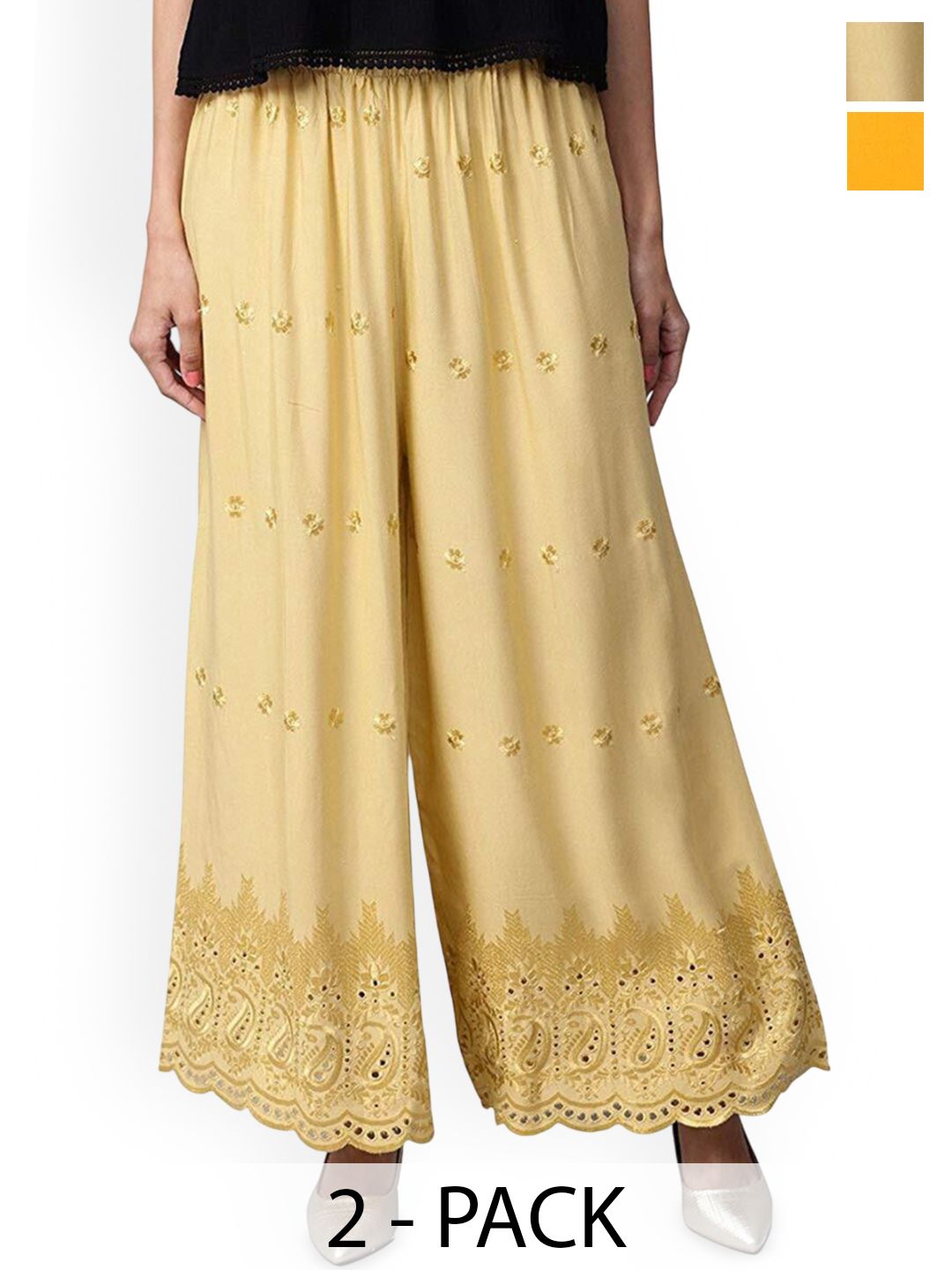 SRISARAS Women Pack of 2 Regular Fit Mid-Rise Trousers-picture-10