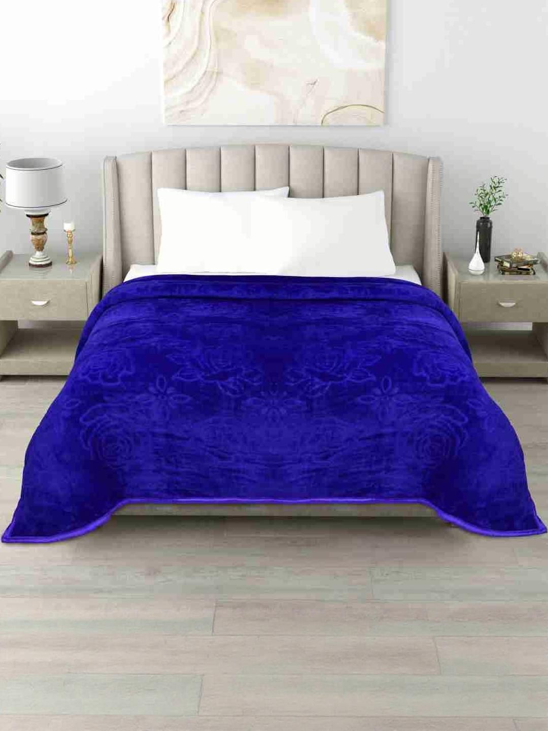 Doristyle Blue 300 GSM SOLID MINK Single Bed Blanket-picture-44