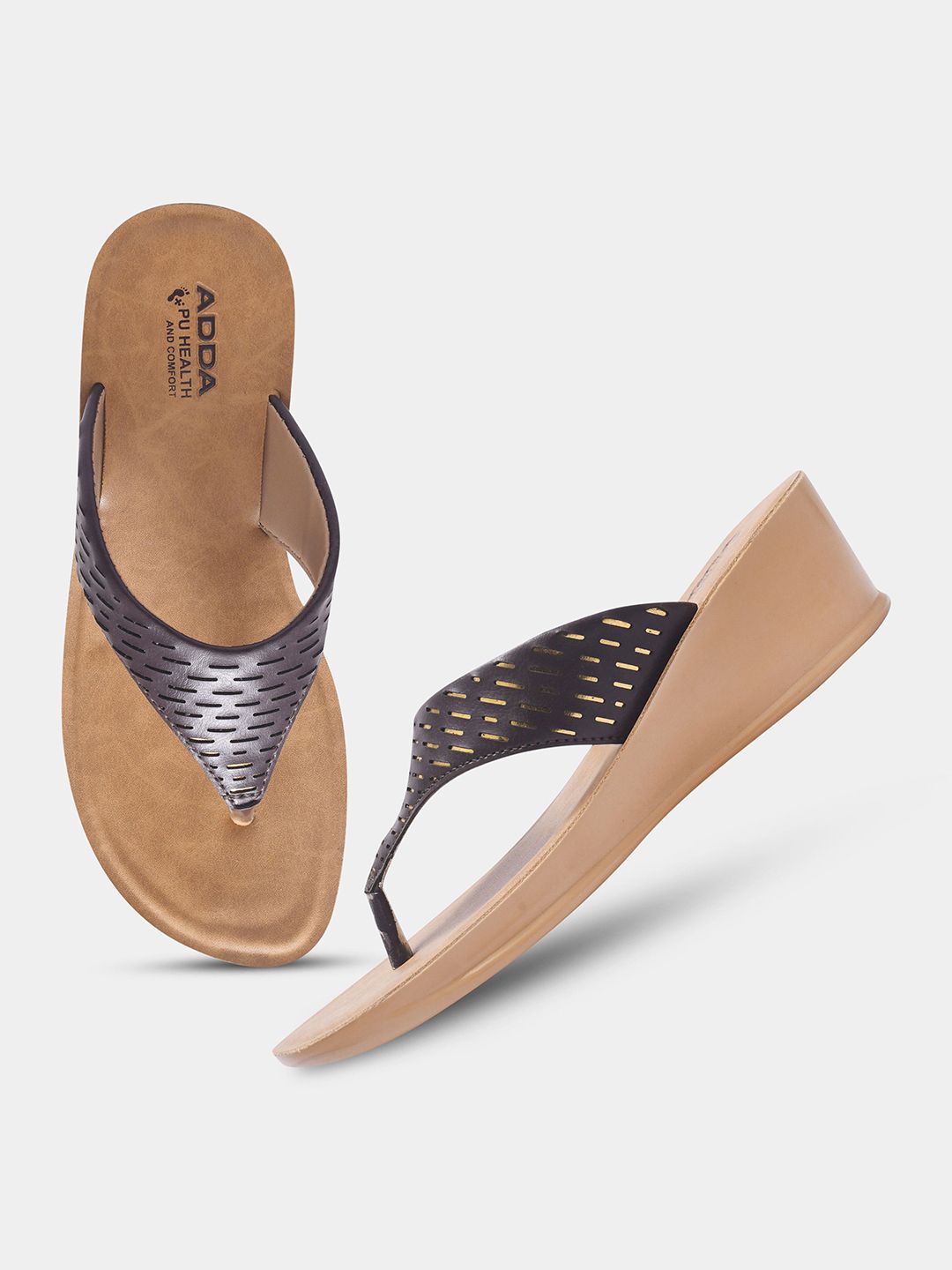 Adda Women Wedge Sandals with Laser Cuts-picture-31