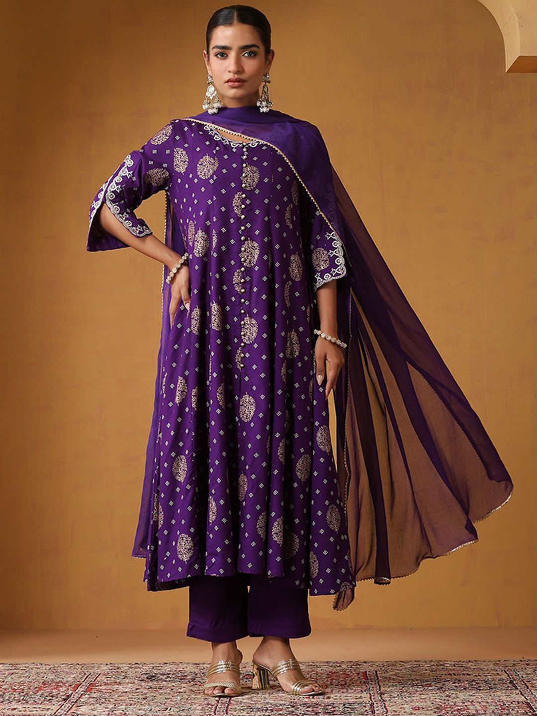 Khushal K Women Ethnic Motifs Printed Kurta with Trousers & Dupatta