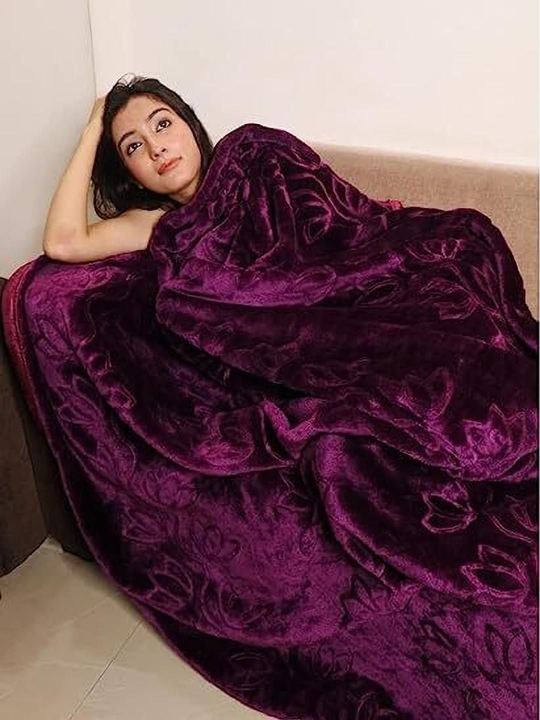 Doristyle Purple 300 GSM SOLID MINK Single Bed Blanket-picture-10