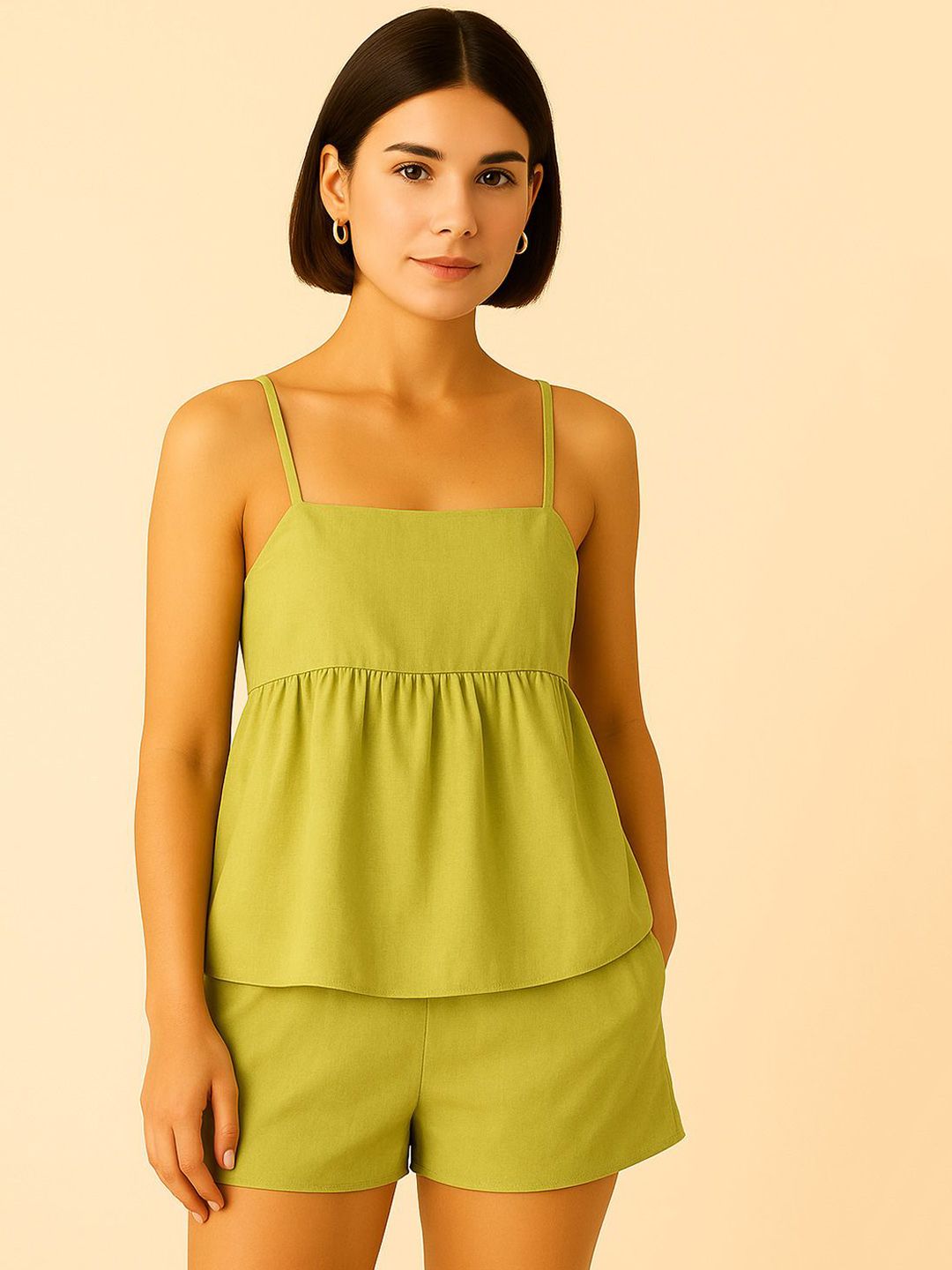 KAORI BY SHREYA AGARWAL Square Neck Top With Shorts Co-Ords-picture-11