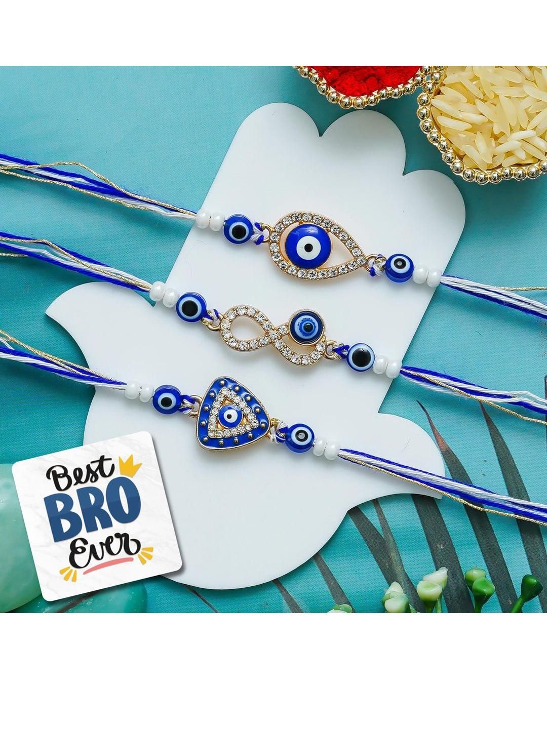 eCraftIndia Set Of 2 Evil Eye Rakhi Fridge Magnet & Roli Chawal-picture-13