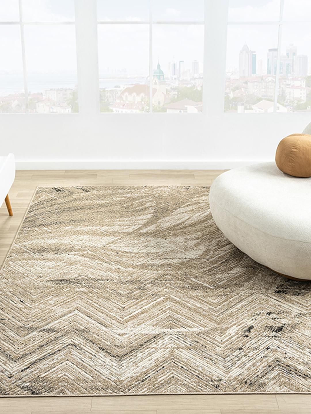 Kaleen India Olive Polypropylene Abstract Anti-Skid Carpets