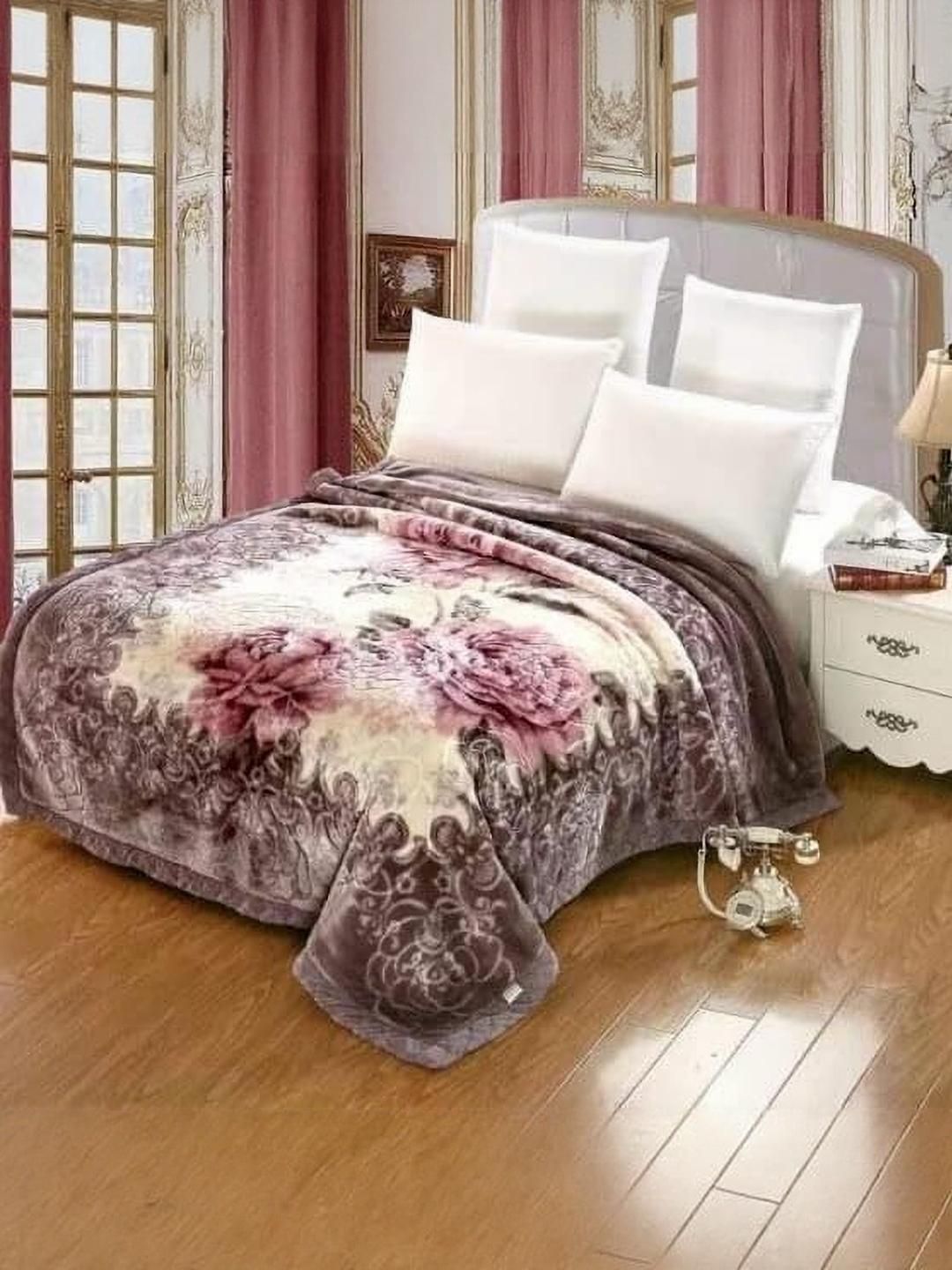 Doristyle Brown 500 GSM Printed Double Bed Blanket-image-4