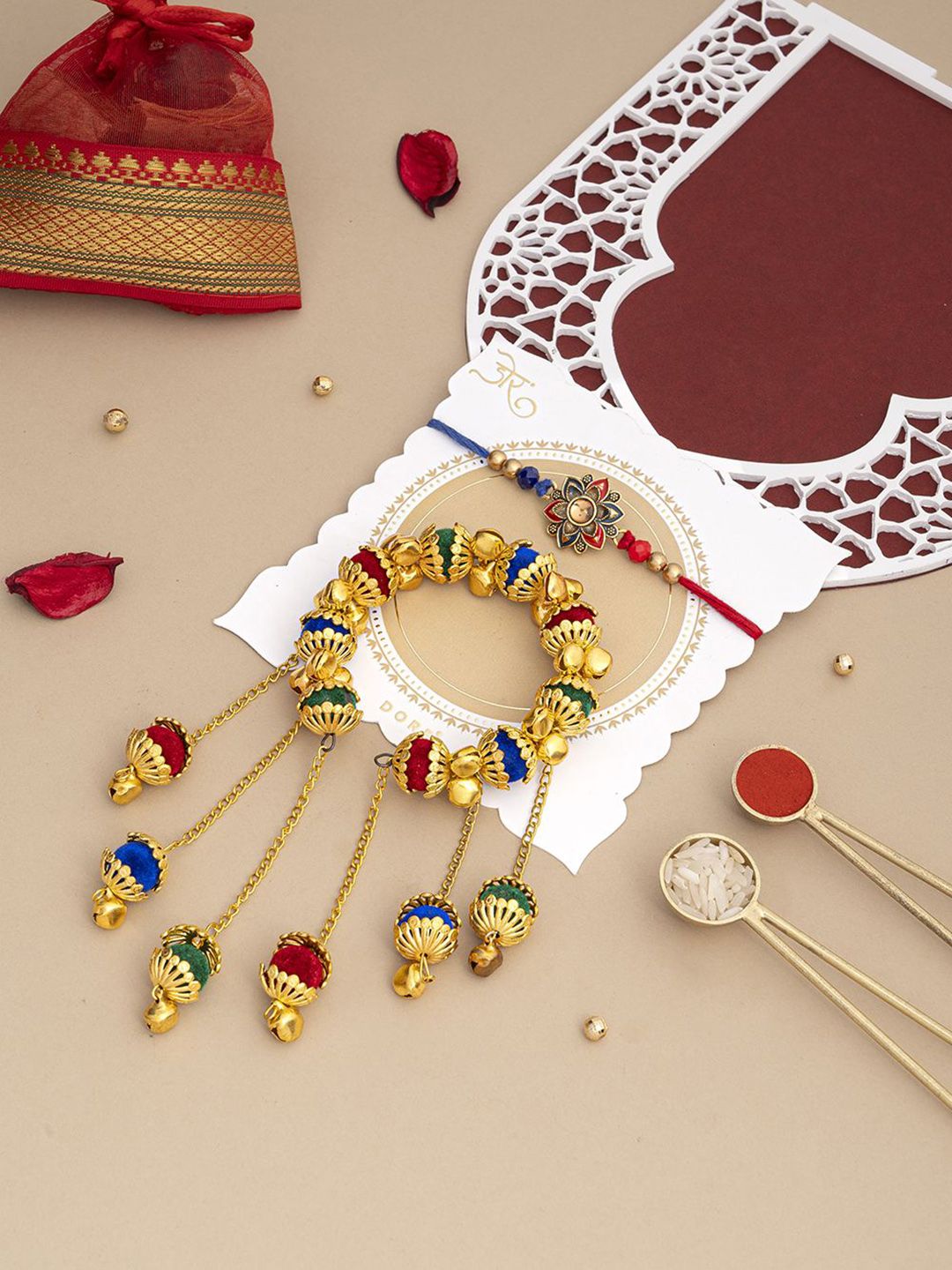 Dore Artificial Beaded Bhaiya Bhabhi Rakhis-picture-46