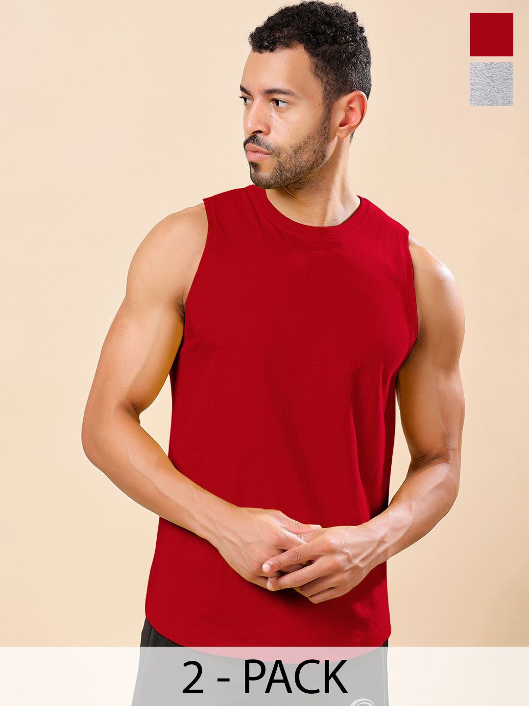 Friskers Pack Of 2 Pure Cotton Round Neck Gym Vests 200725AE-03-04-picture-37