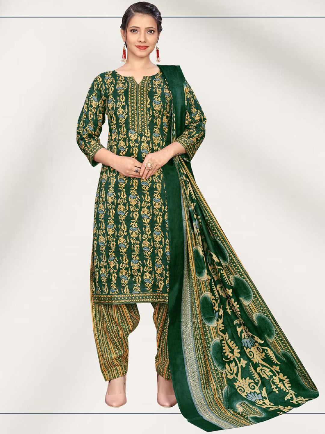 Roly Poly Ethnic Motifs Printed Straight Kurta With Salwar & Dupatta