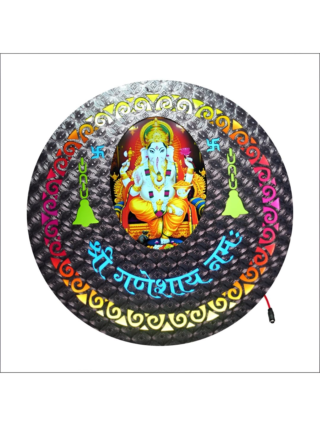 SHRI KHATU SHYAM CREATION Black & Yellow Wooden Religious Wall Art-picture-39
