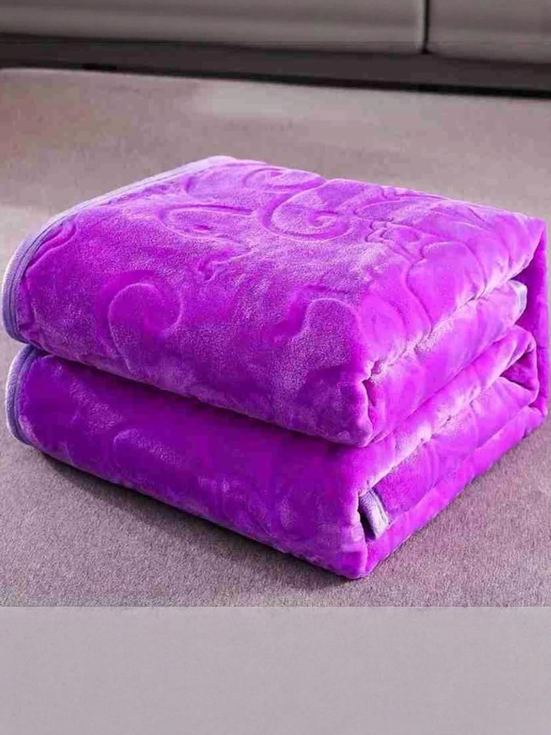 Doristyle Purple 300 GSM SOLID MINK Single Bed Blanket-picture-34
