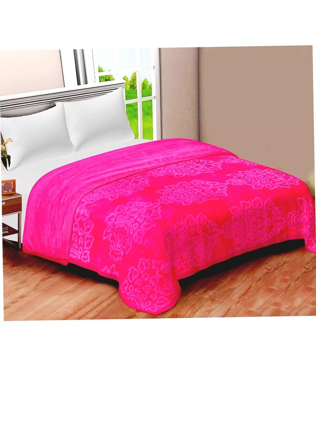 Doristyle Pink 300 GSM SOLID MINK Single Bed Blanket-picture-45