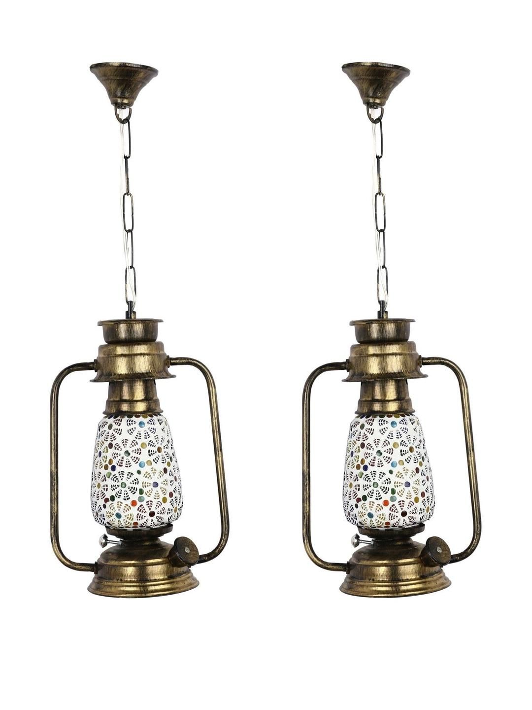 Somil Vintage Kerosene Lantern Style Hanging Lamp, LED Compatible with Multicolor Metal Fixture. B22 (Pin Type) Holder, Dimensions: 20 X 13 X 70 Cm.-picture-48