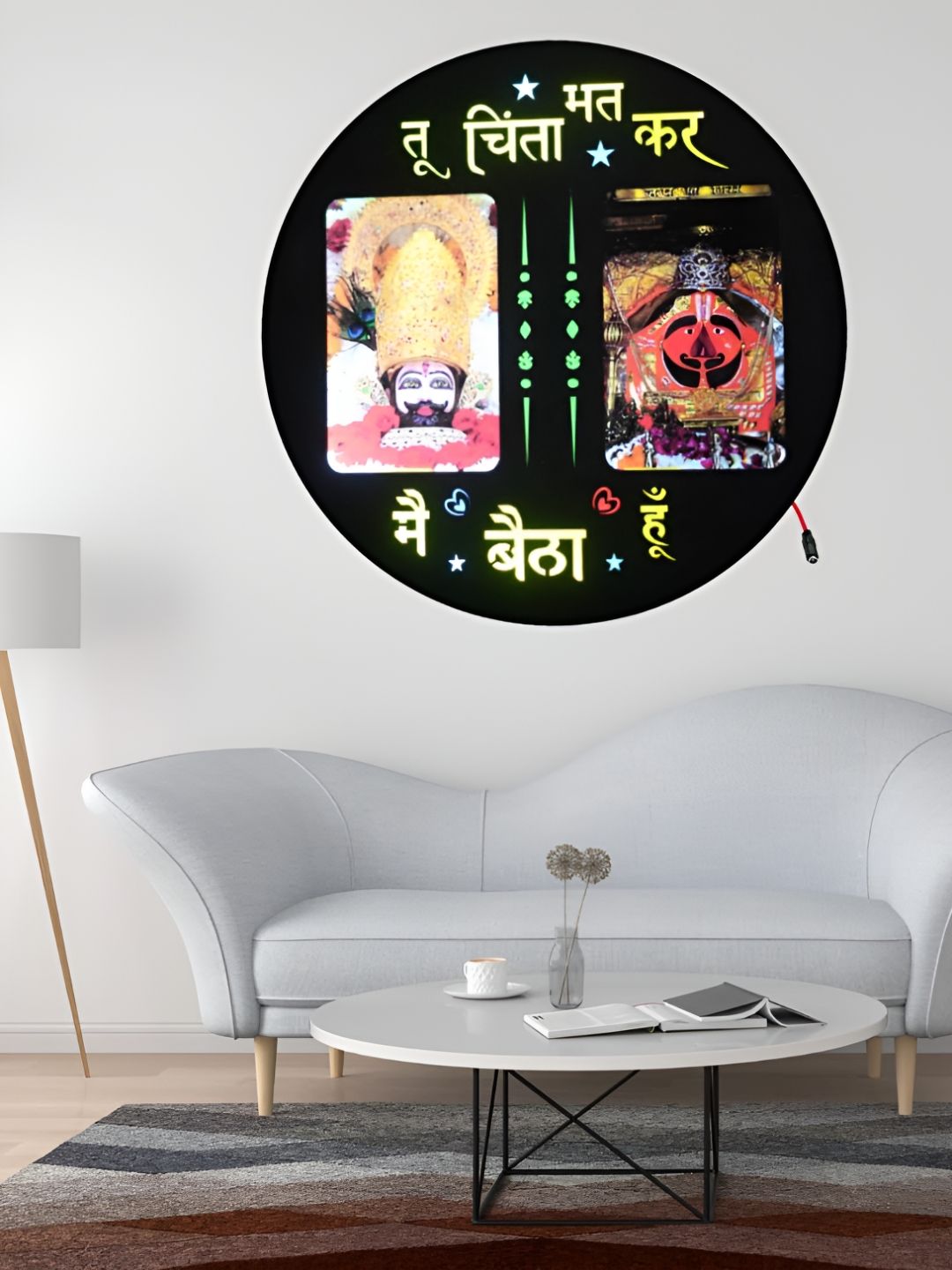 SHRI KHATU SHYAM CREATION Black & Yellow Single Piece Wood Religious Wall Photographs-picture-10