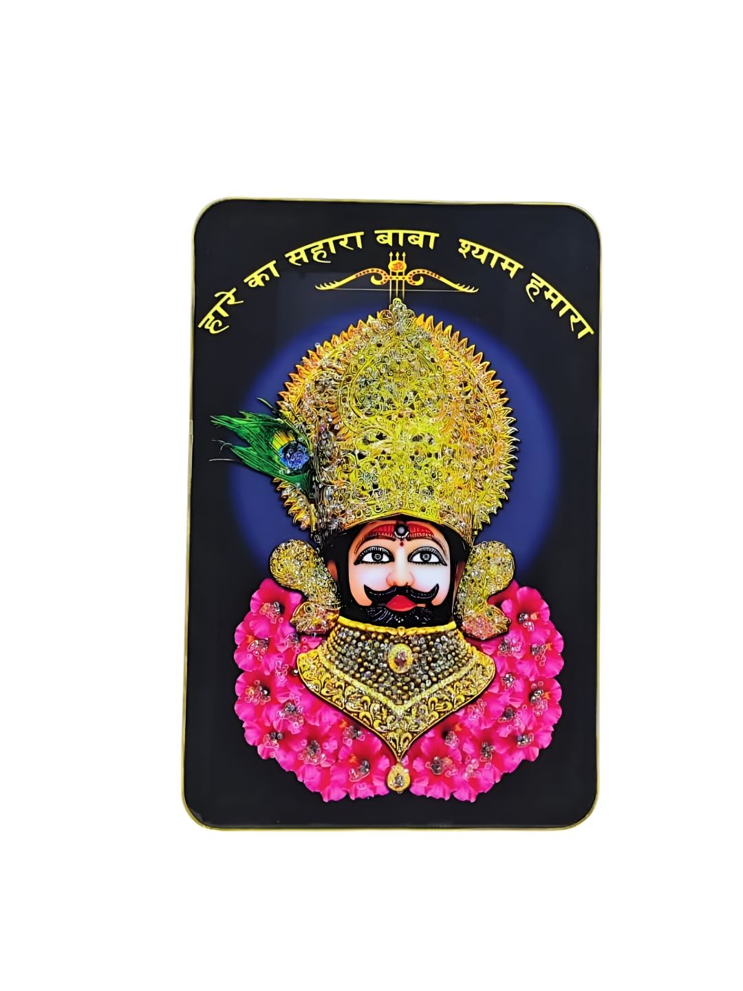 SHRI KHATU SHYAM CREATION Black & Yellow Wooden Religious Wall Art-picture-25