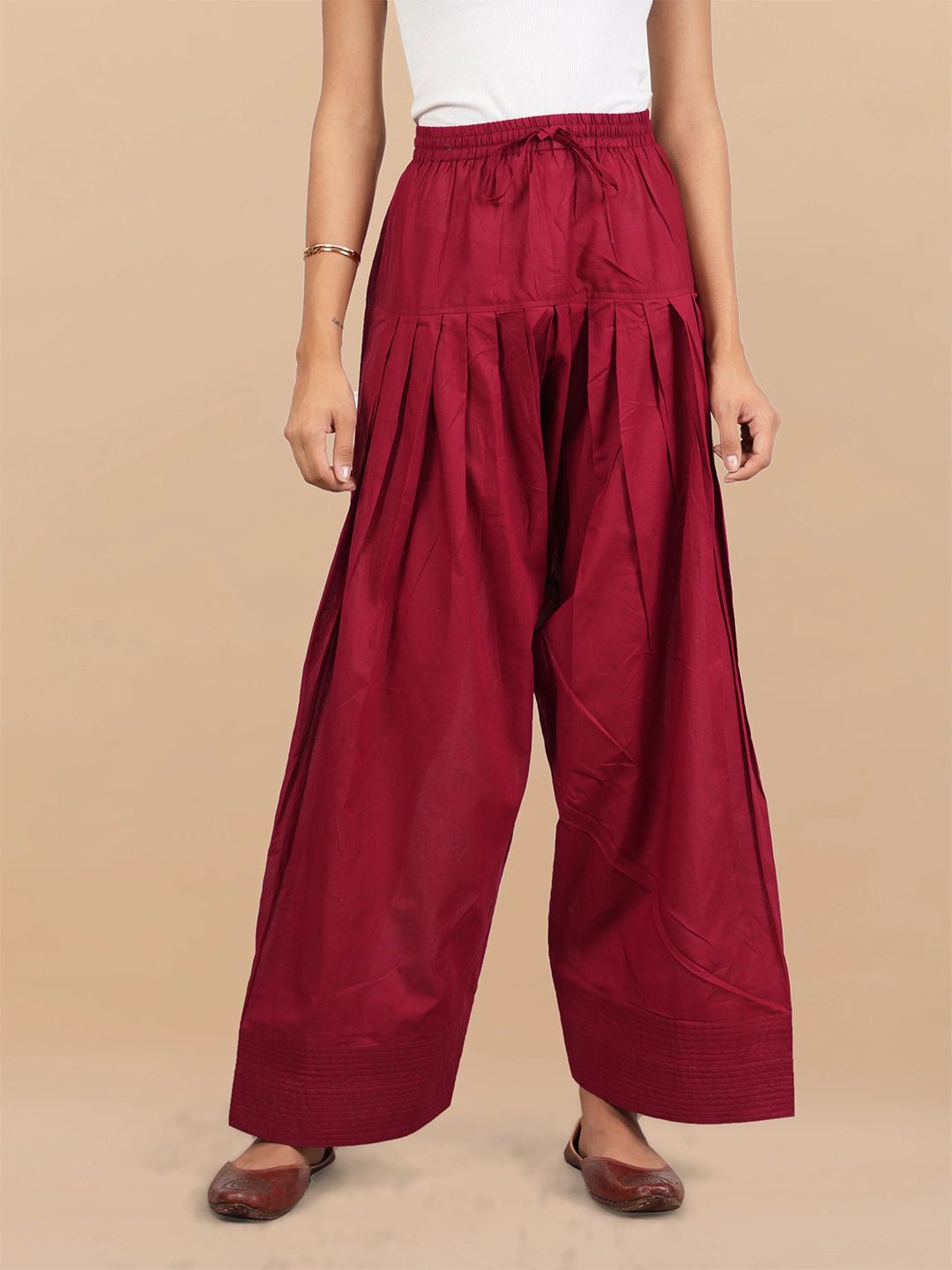 HOUSE OF KARI Women High Rise Loose Fit Drawstring Cotton Salwar-picture-20