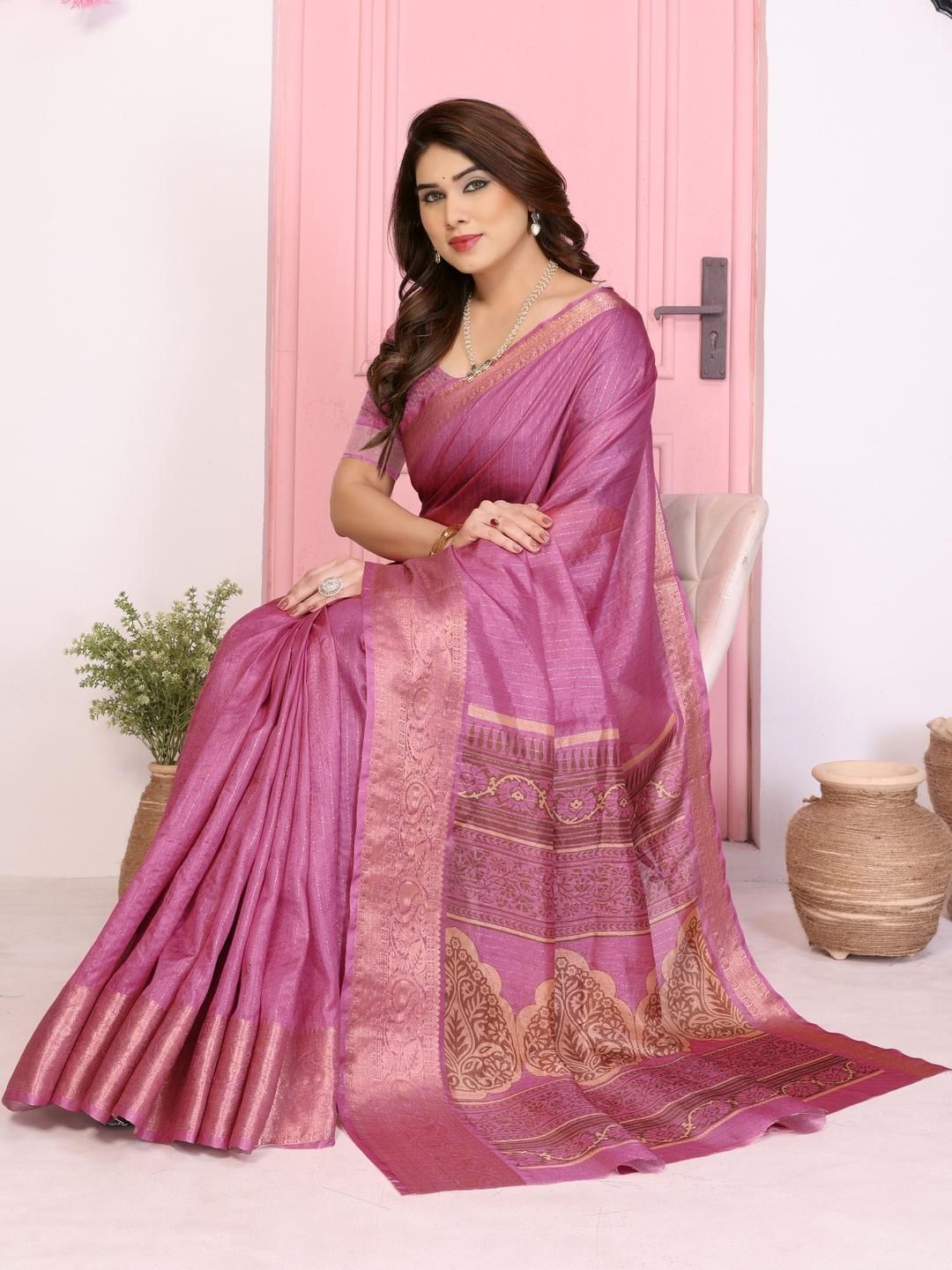 VJ FASHION Women Printed Dola Silk Blend Saree-picture-34
