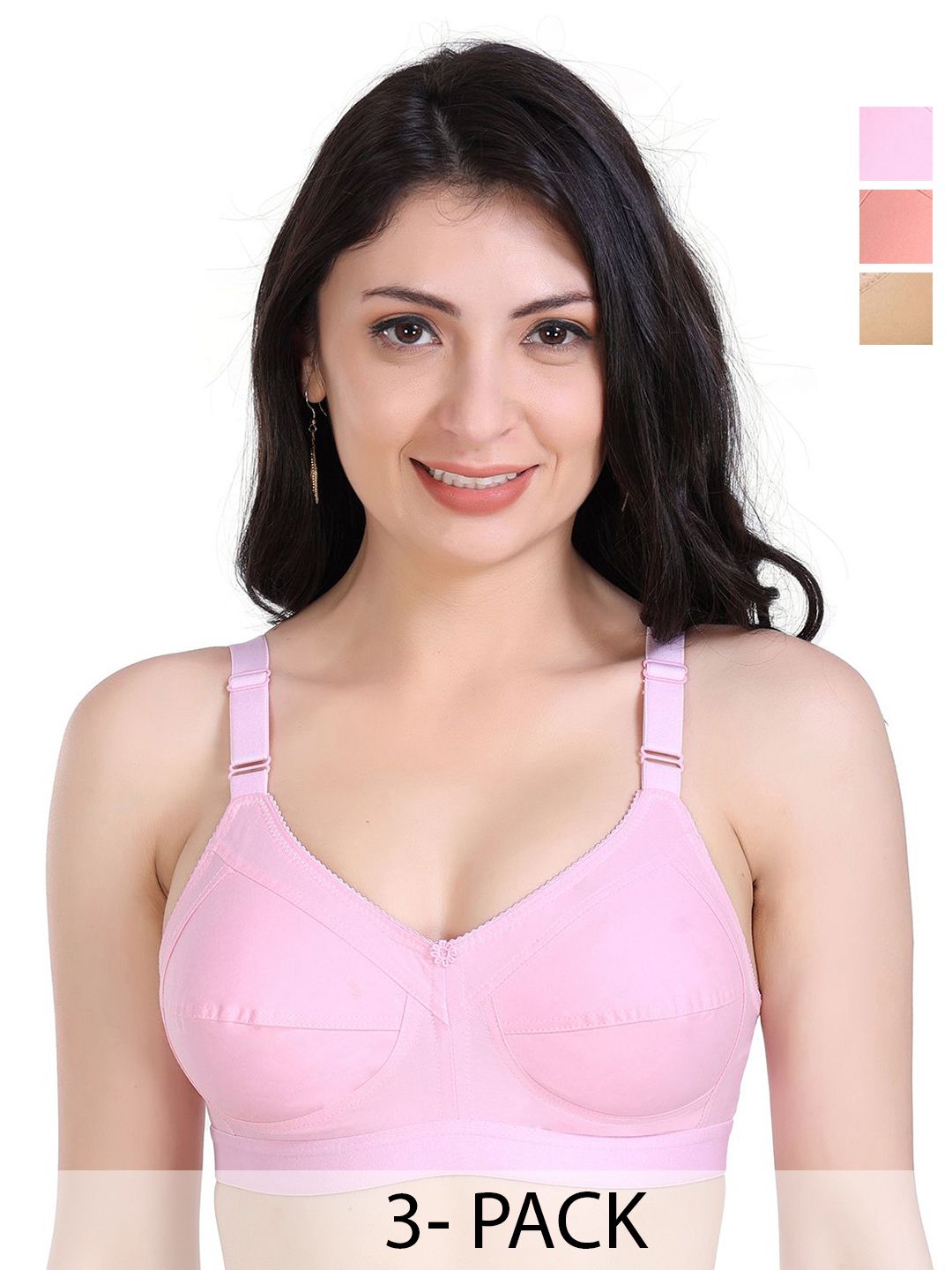 SHYAM SONS FLAIR Pack Of 3 All Day Comfort Non Padded Full Coverage Minimizer Bras