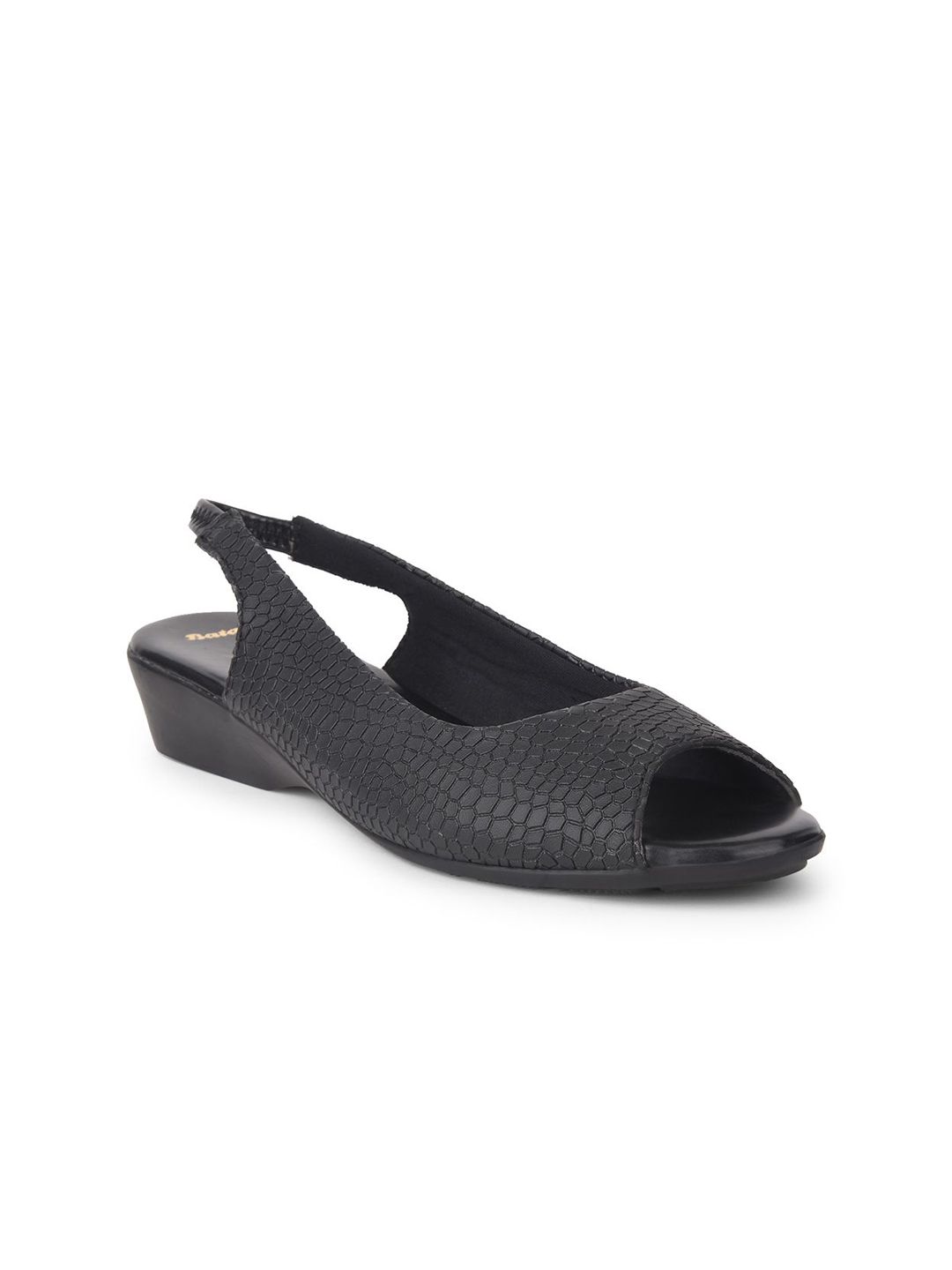 Bata Textured Wedge Heel Peep Toes-image-30