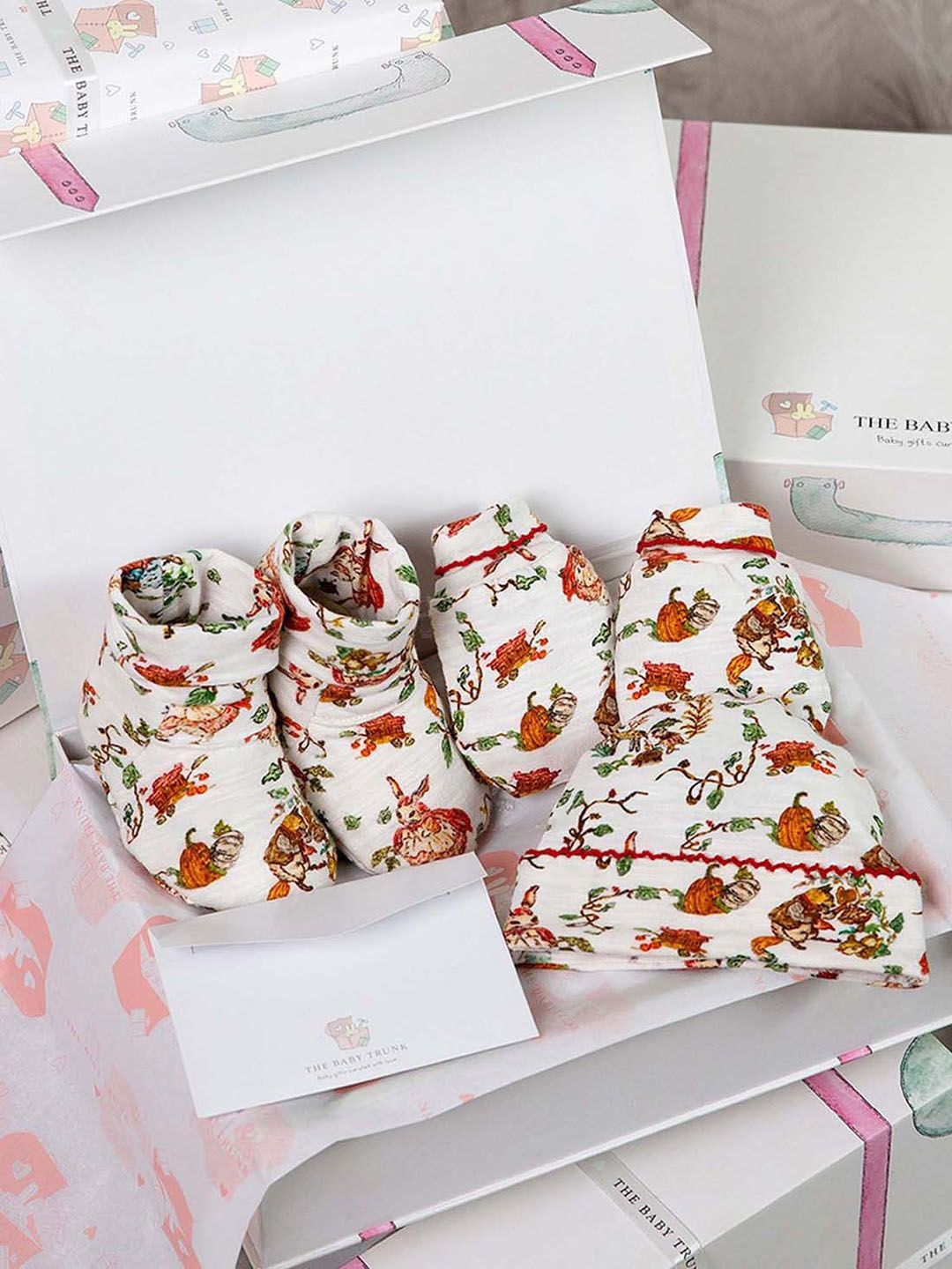 THE BABY TRUNK Infants Pack Of 5 Printed Organic Pure Cotton Baby Apparel Gift Set-picture-31