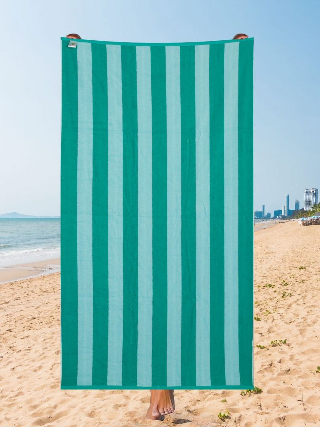 Creeva Teal Green & Blue Striped 500 GSM BeachTowels