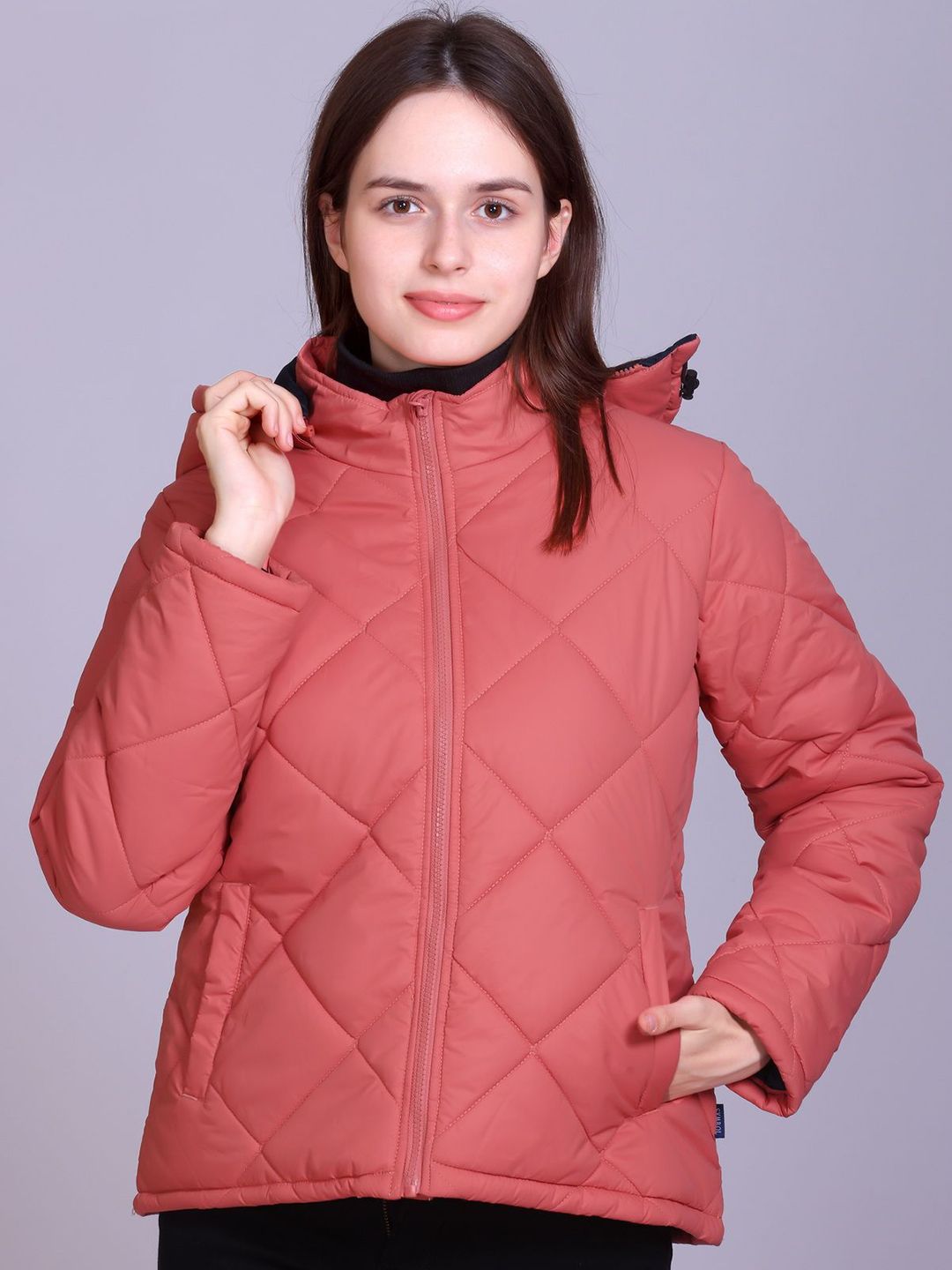 The Roadster Lifestyle Co Checked Quilted Hooded Puffer Jacket
