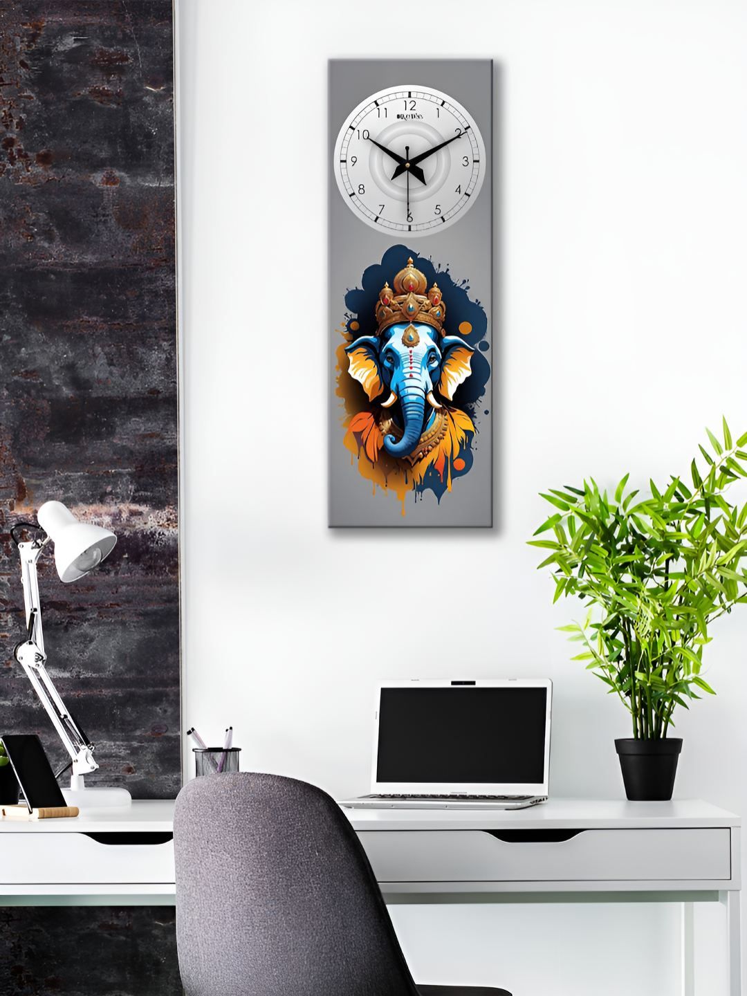 OLIVE TREE Grey & Black Ethnic Motifs Printed Traditional Wooden Analogue Wall Clock-picture-37