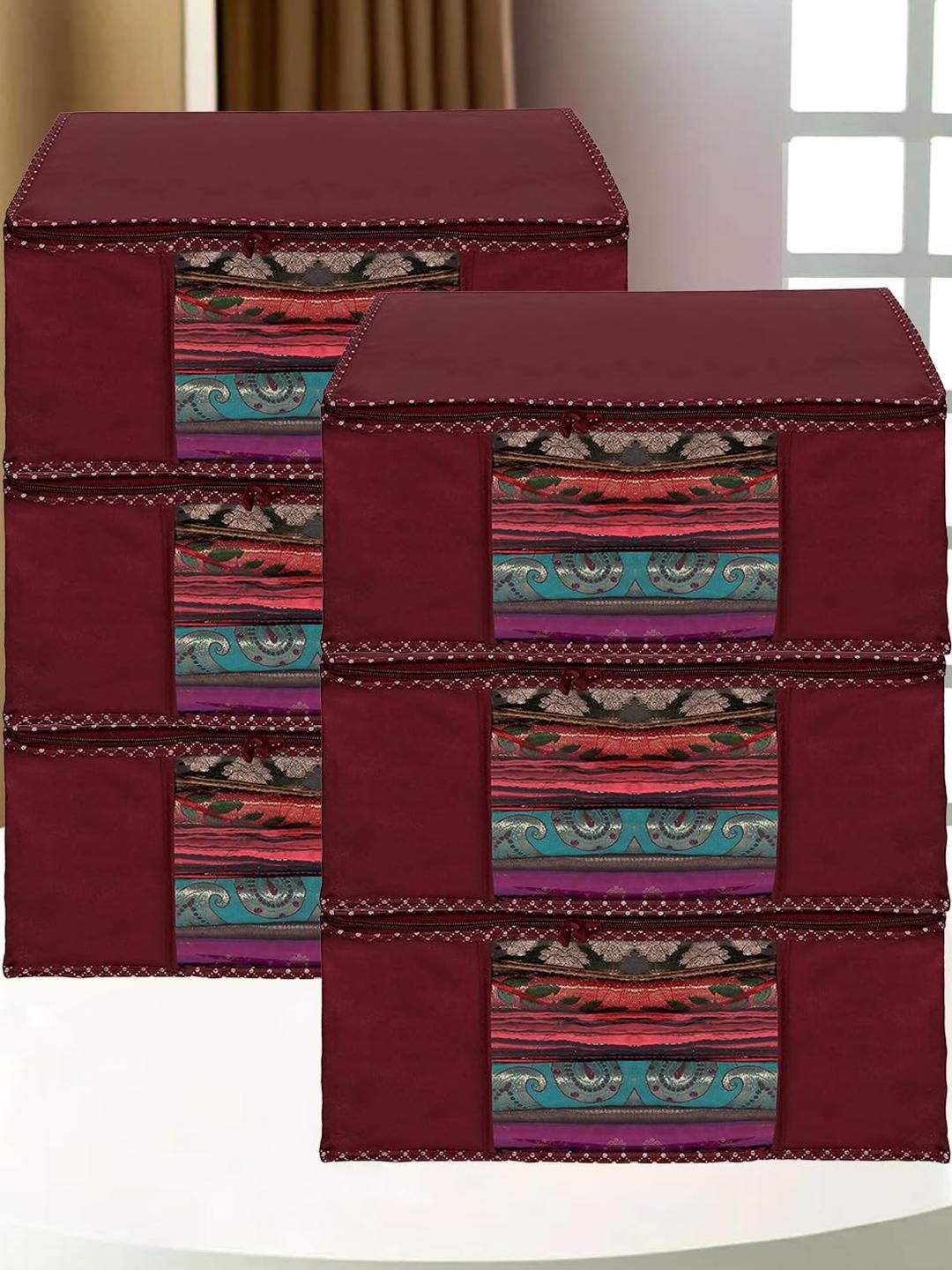 AMAK INC Maroon Fabric Multi-Utility Wardrobe Organisers-picture-50