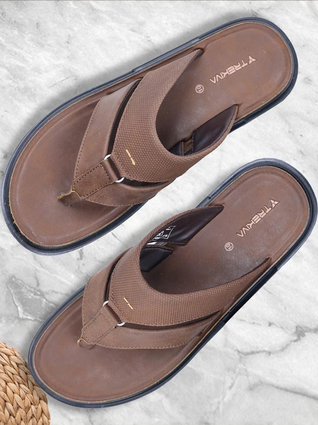 Trekiva Men Tan PU Flip Flops-picture-29