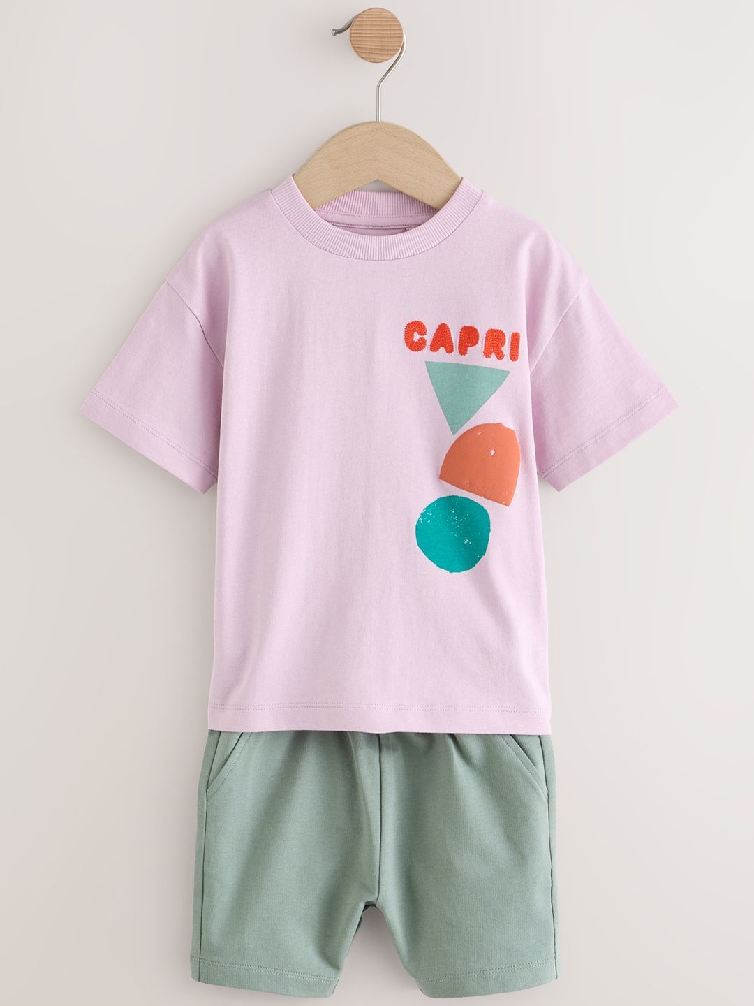 NEXT Infant Boys Typography Printed Pure Cotton T-shirt with Shorts-picture-40