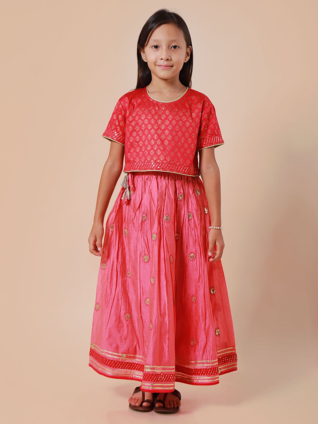 Sangria Girls Block Printed with Embroidered Lehenga Choli-image-12