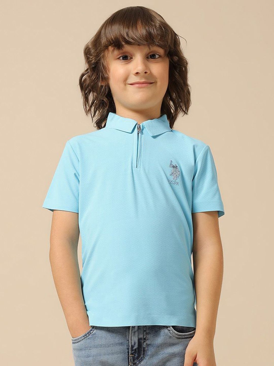 U.S. Polo Assn. Kids Boys Brand Logo Embroidered Polo Collar Regular Fit T-shirt-picture-42