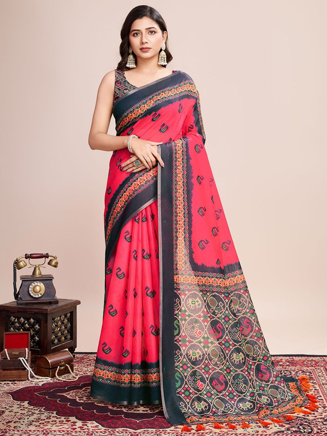 KALINI Ethnic Motifs Printed Saree-image-7