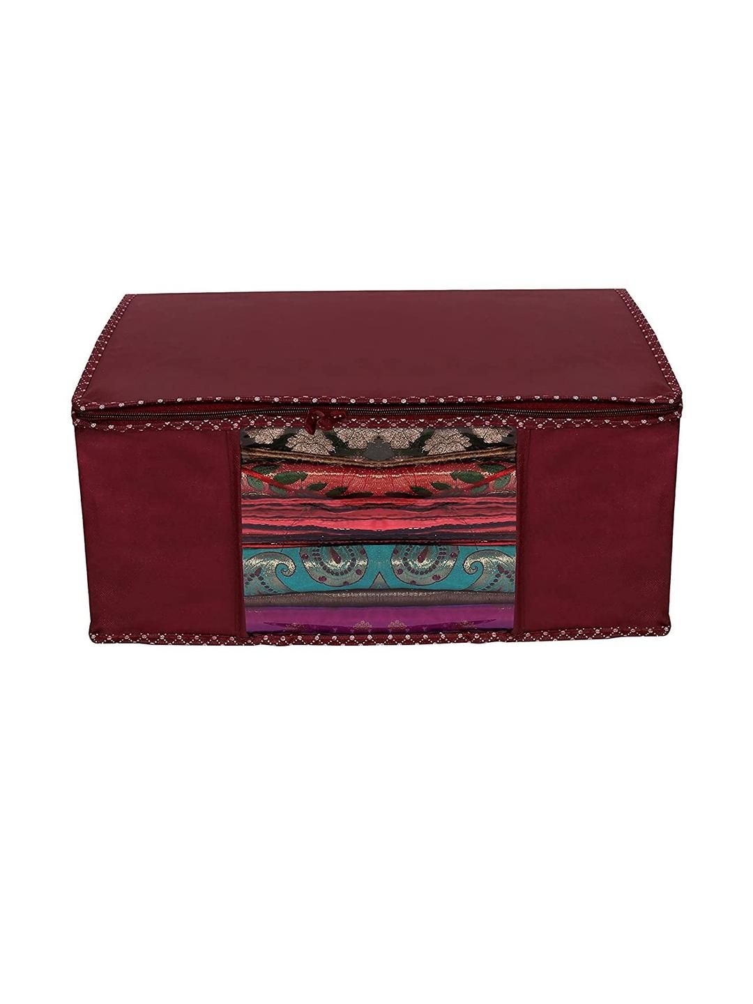 AMAK INC Maroon Fabric Multi-Utility Wardrobe Organisers-picture-35