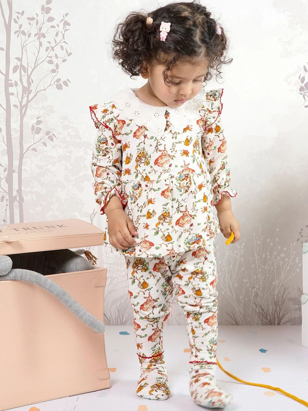 THE BABY TRUNK Infant-Girls Pack Of 3 Printed Organic Cotton Baby Apparel Gift Set-picture-17