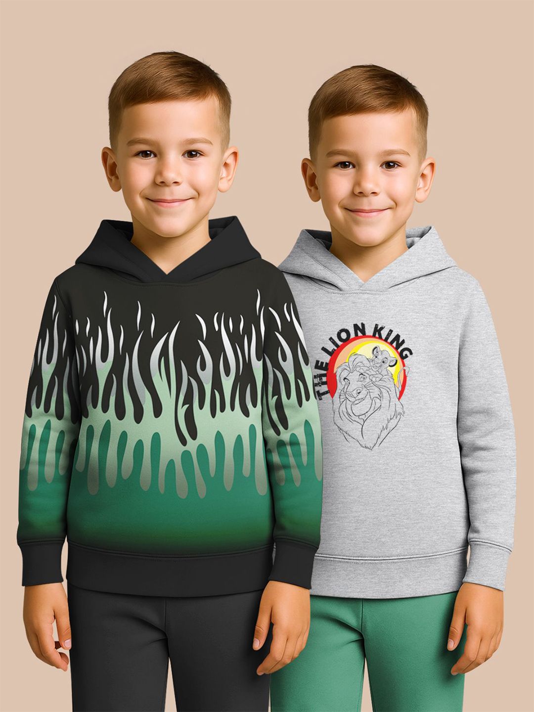 HELLCAT Pack Of 2 Boys Graphic Printed Hooded Pullover Sweatshirt-image-0