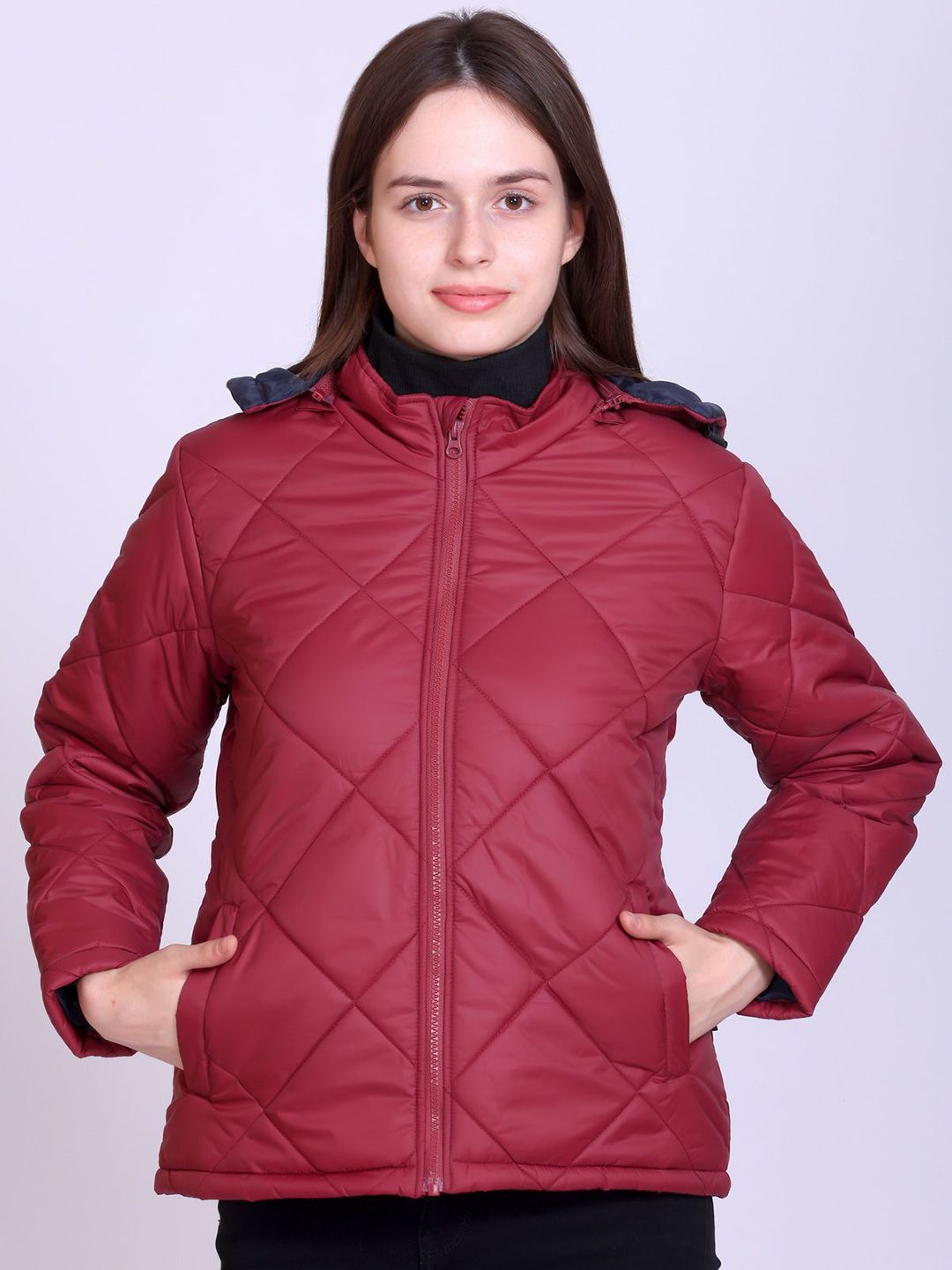 The Roadster Lifestyle Co Checked Quilted Hooded Tailored Jacket