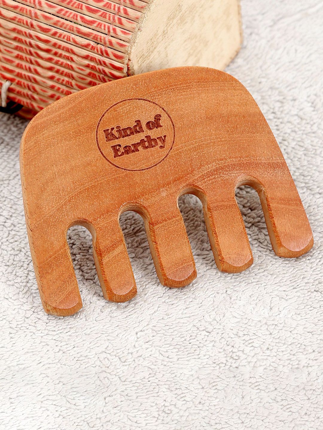 Kind of Earthy Pure Neem Wooden Scalp Massage Comb With Reusable Pouch-picture-19