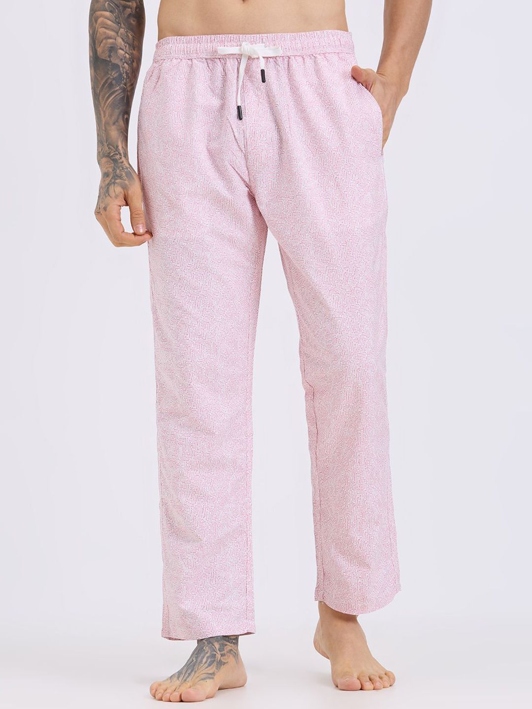 TCI Men Printed Cotton Mid Rise Lounge Pants-picture-56